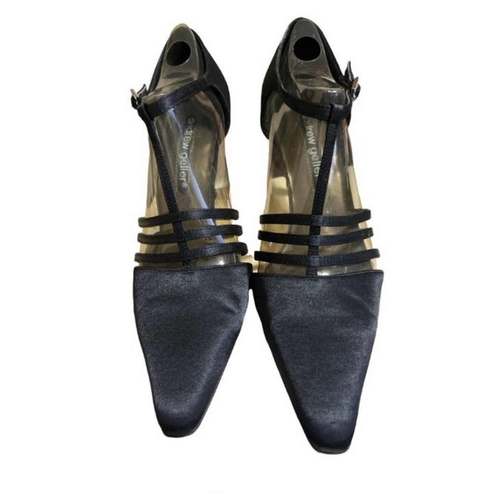 Andrew Geller Black Strappy Rhinestone Buckle Dress Shoes